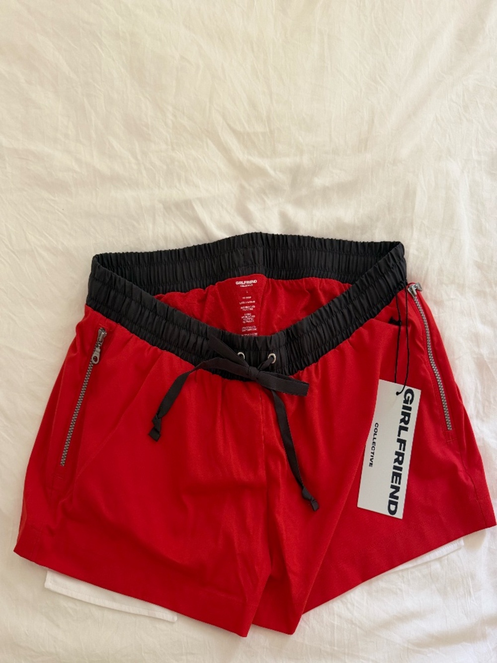 Girlfriend Collective Red + Black Shorts NWT